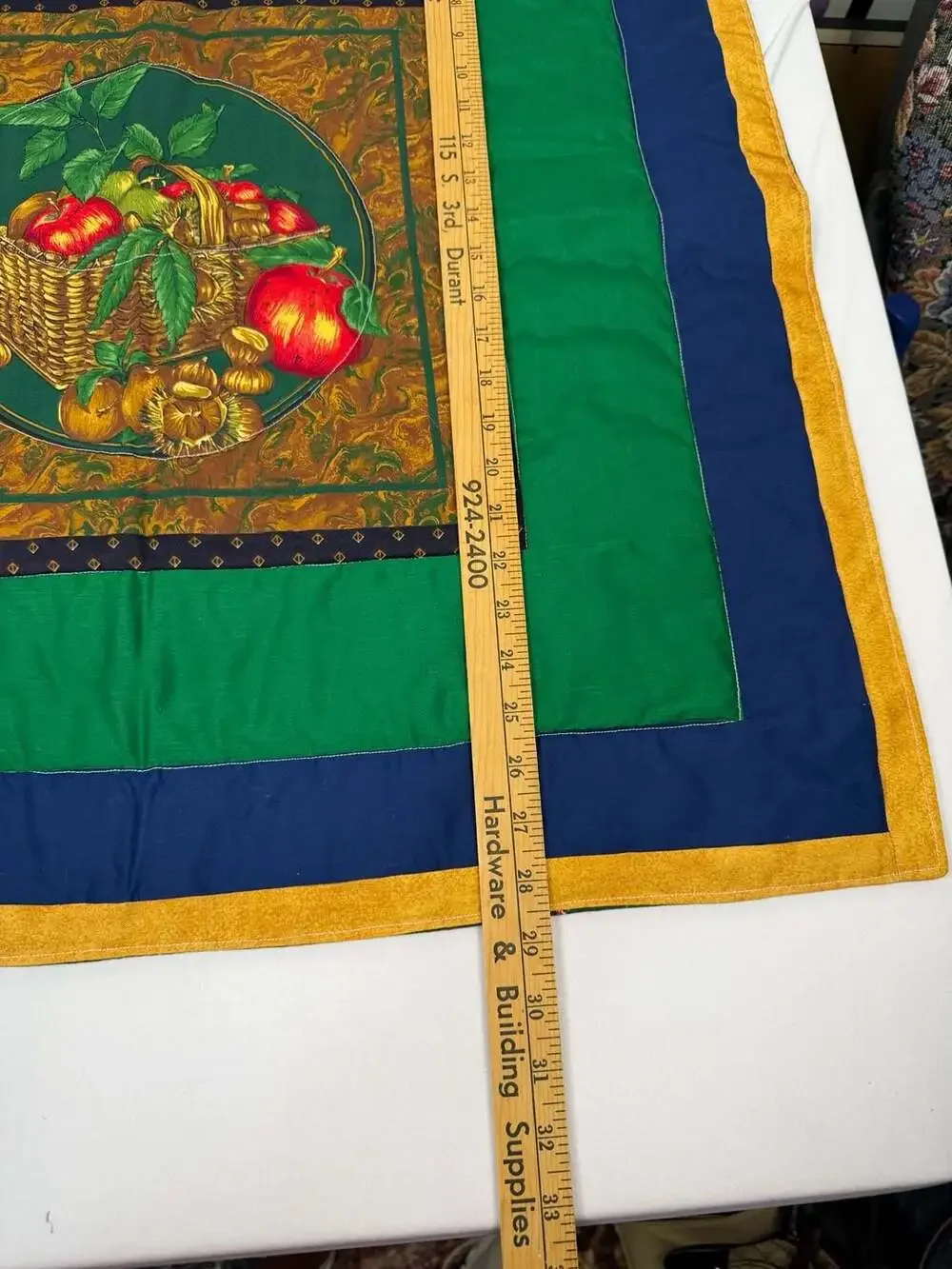 Vintage Fruit and Nut Basket Still Life Quilted Table Cover Mat